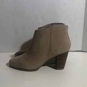 Faux-Suede Light Taupe Ankle Boot with Heel